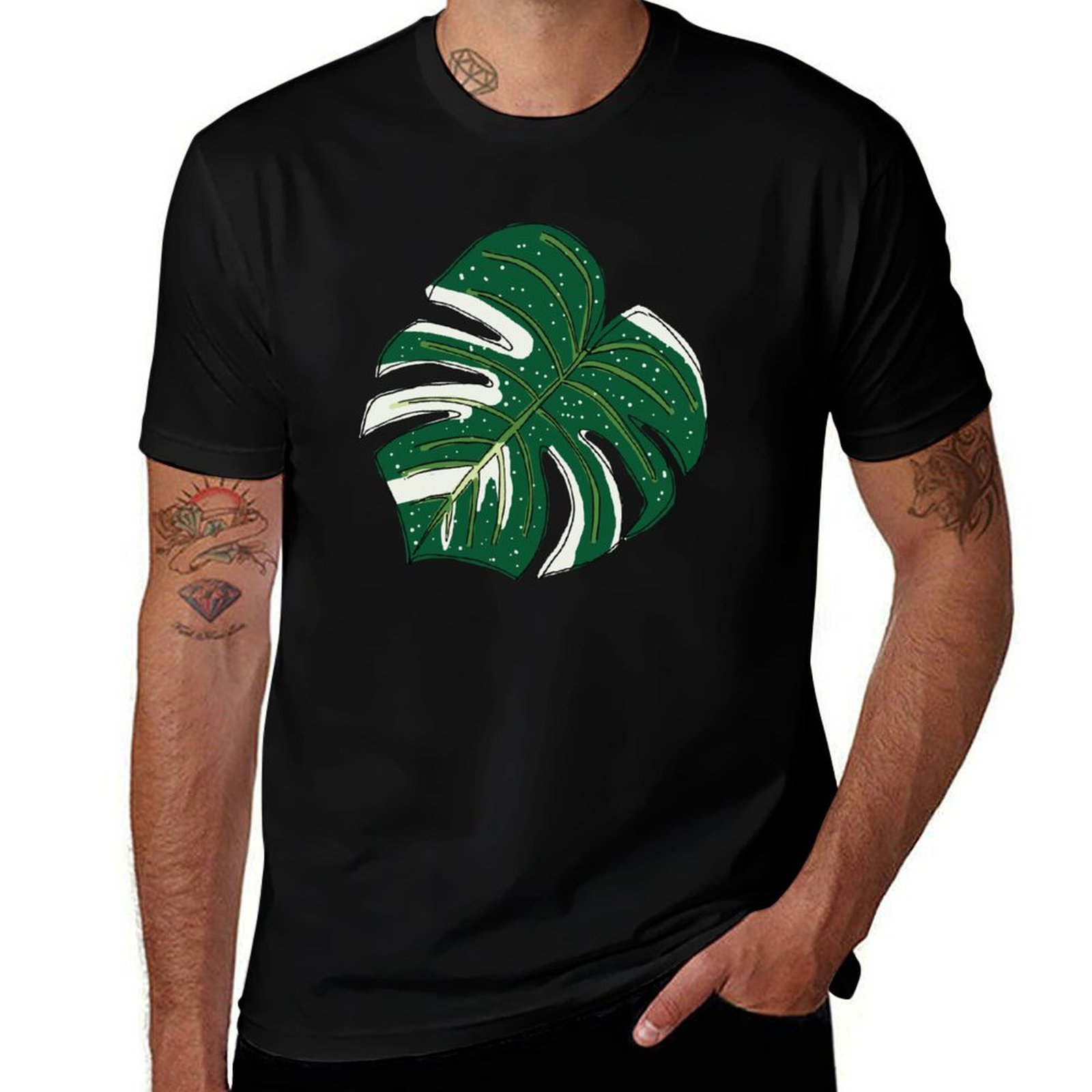 Monstera Thai Constellation - モンステラ タイ星座 Tシャツ Tシャツ 男性用 綿100%